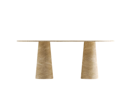 Kano Oval Travertine Table – Cone Base