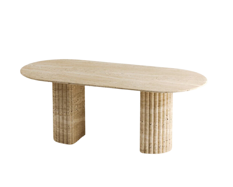 Hera Travertine Table – Hemispherical Base