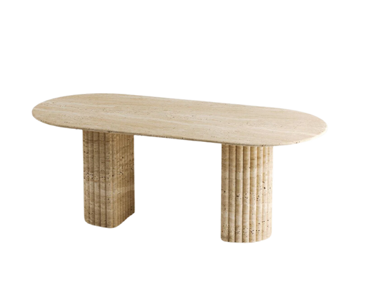 Hera Travertine Table – Hemispherical Base