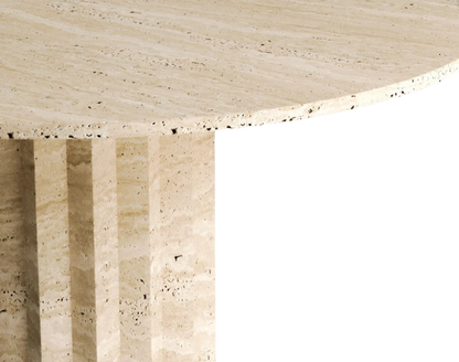 Nido Round Travertine Table – Layered Block Legs