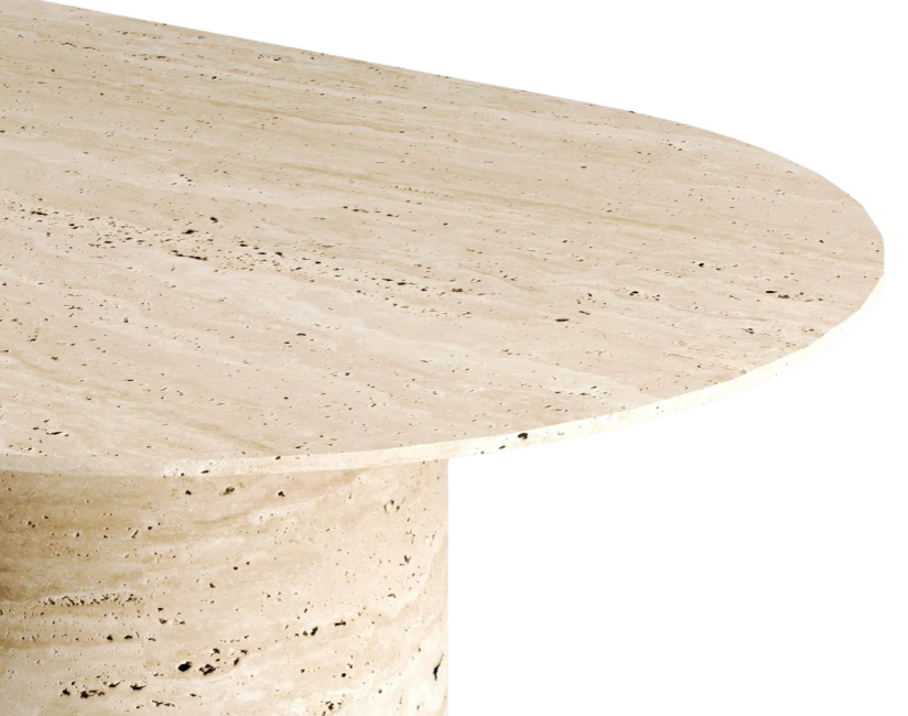Oria Travertine Table – Half-Moon Base