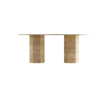 Penta Travertine Table – Pentagonal Base