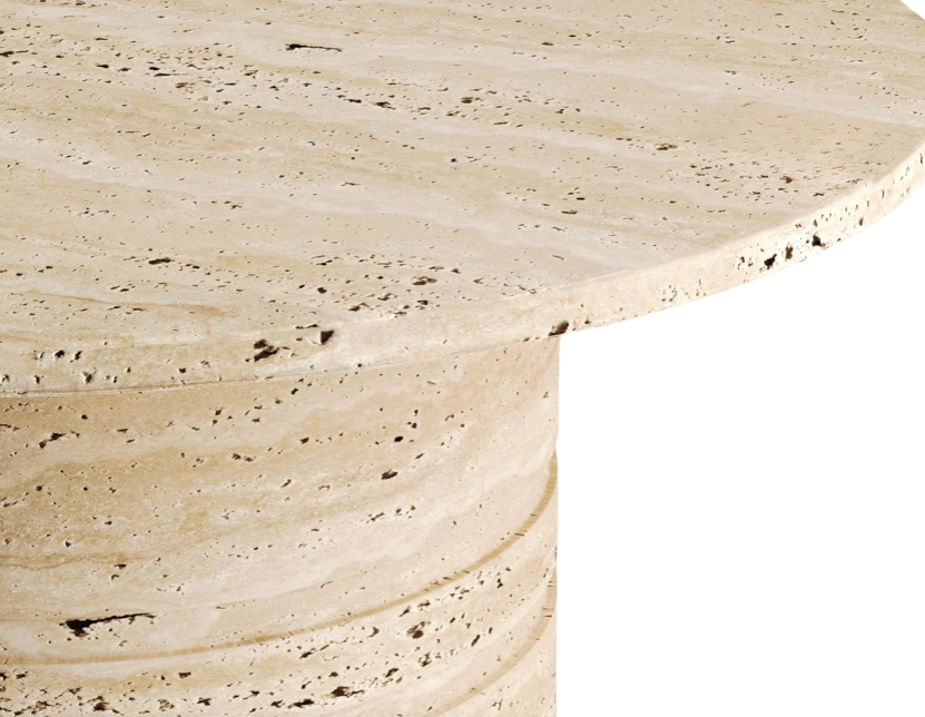 Orba Round Travertine Coffee Table – Classic Cylinder