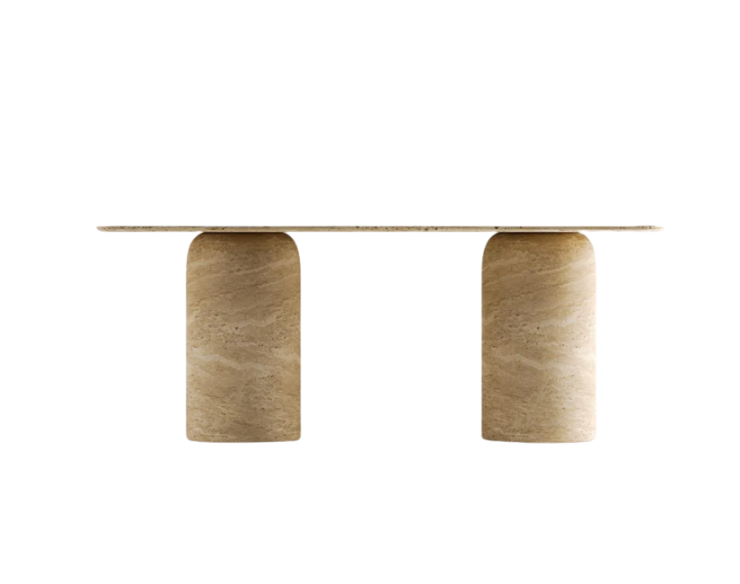 Nexa Travertine Table – Long Form Cylinder Base