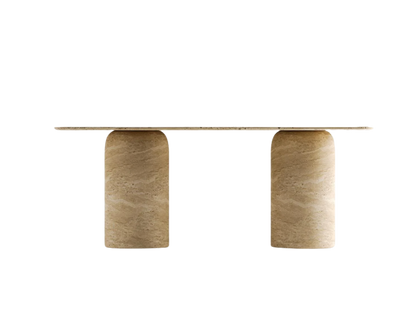 Nexa Travertine Table – Long Form Cylinder Base