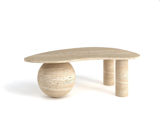 Vena Travertine Coffee Table – Mixed Form Base