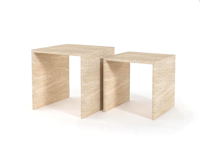 Nest Travertine Side Table – Stacking Design