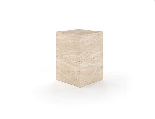 Mono Travertine Side Table – Block Form