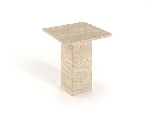 Cubo Square Travertine Side Table – Block Base
