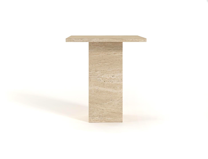 Cubo Square Travertine Side Table – Block Base