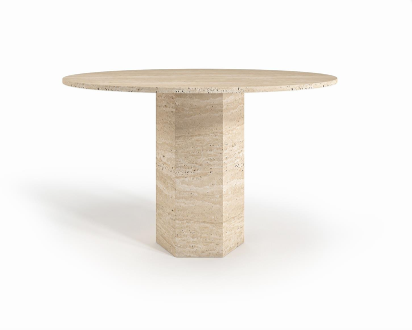 Hexa Round Travertine Table – Hexagonal Base