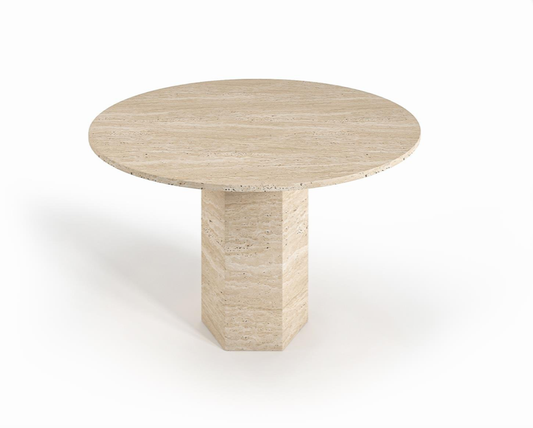 Hexa Round Travertine Table – Hexagonal Base