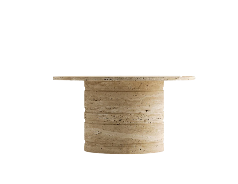 Orba Round Travertine Coffee Table – Classic Cylinder